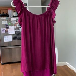 Loft Fuchsia Ruffle Cap Sleeveless Top LIKE NEW!